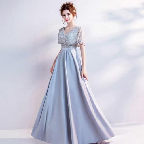 2020 new v-cut Silver Pink Pearls Zipper Back With Jacket Party Formal Dress Short Pearl Sexy Long Evening Dress