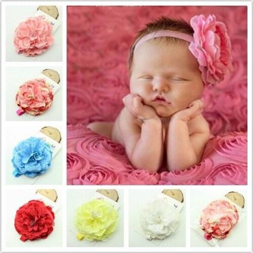 Naturalwell Pink Baby Headbands Big peony Flower Headband Infant Children hair accessories Photo Prop photography prop 1pc HB192