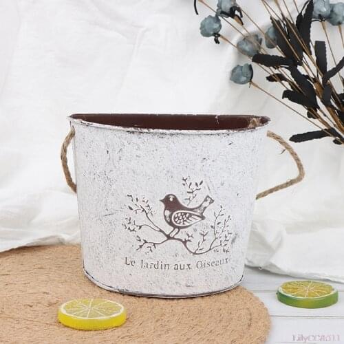 1PCS Vintage Metal Flower Vase Wall Mounted Flower Pot For Home Decoration