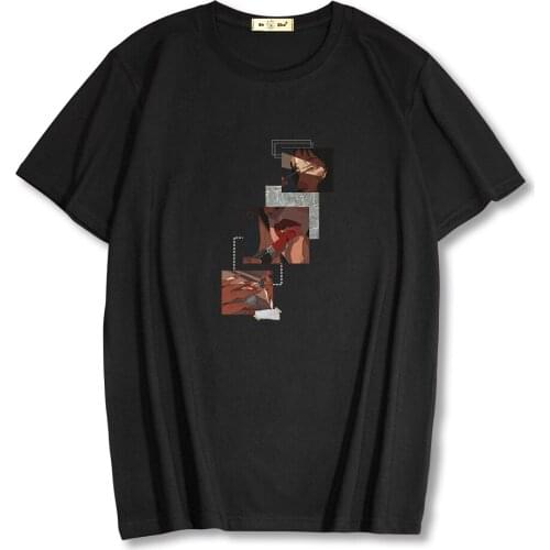 100% Cotton Vintage women men T-shirt summer Fashion high quality Loose Short Sleeve T shirt Anime print Unisex tops tees