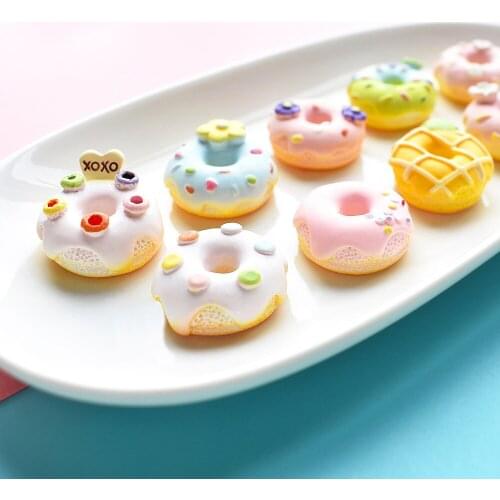 100pcs Resin Matte Donut Charm, Fruit Cream Donut Flat Back Cabochon DIY Scrapbook Jewelry Accessories Embellishment
