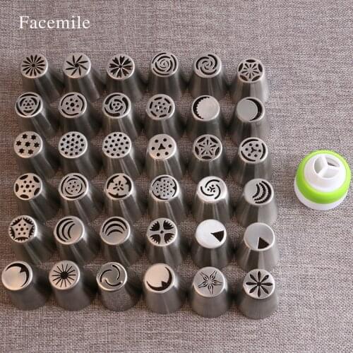 36pcs Stainless Steel Icing Piping Nozzles Tips Nozzle Pastry Tools Fondant Decorating Tools Mold with Coupler 53044