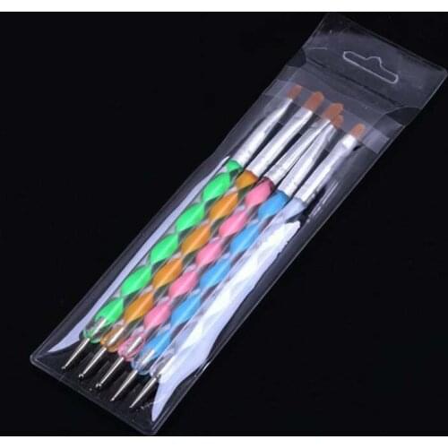 Colorful 5Pcs/set Professional Nail Pen Double Head Point Pen Carver Carving Tools