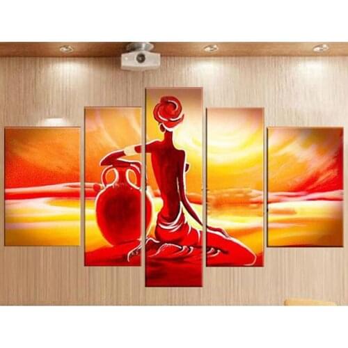5PCS Full Diamond Embroidery girl Diy Diamond Paintings Full Mosaic wall art Modular pictures canvas pictures for living room