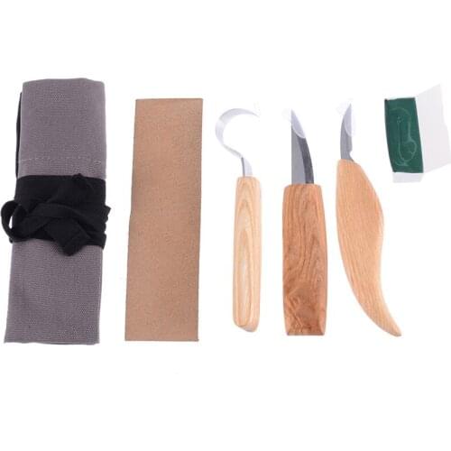 5pcs Wood Carving Cutter Set Kit Wooden Scraper Woodworking Cutting Carving Tools Accessories Set for Carpenter Gifts With Roll