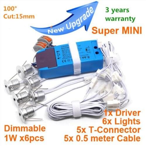 6pcs/lot LED Buried Light Dimmable Outdoor MINI LED Downlight LED Puck Light 1W LED Lighting Hole Size 15mm Free Shipping