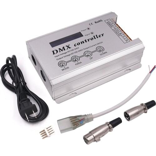 AC100-240V DMX RGB Decoder DMX 3CH Voltage High Controller DMX300 for AC 110V/220V RGB Led strip Neon Light EU/UK/AU/US plug