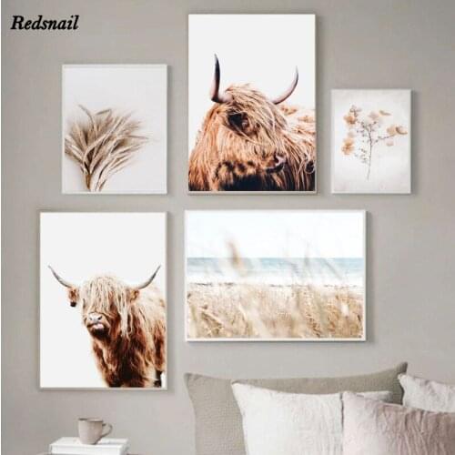 Highland Cow Animal Diamonds Embroidery DIY Diamond painting cross-stitch 5D Full Drill mosaic Wheat Natural Wall Art EE910