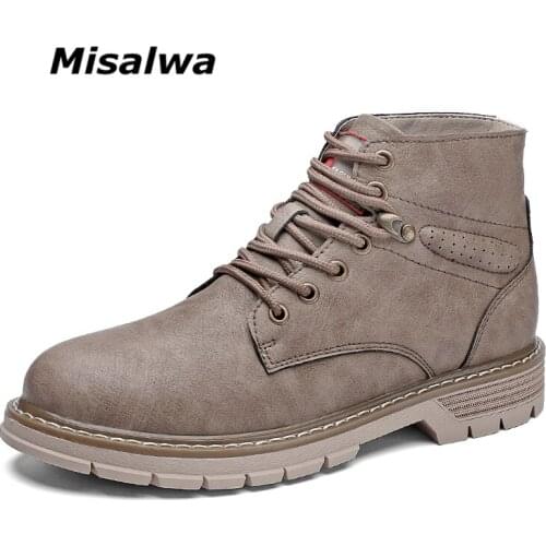39-47 Big Size Retro Men Boots PU Leather Casual Misalwa Black Khaki Spring Autumn 2021 Shoes Men Work Boots Desert
