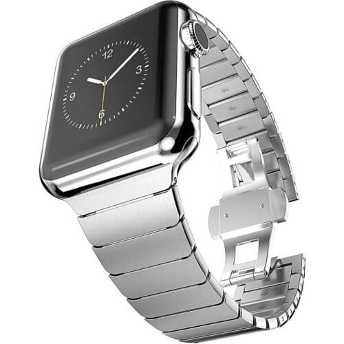 Band for Apple watch 42/38/40/44mm Butterfly Clasp Stainless Steel Link Bracelet Strap for Apple watch Series4/ 3 / 2 /1