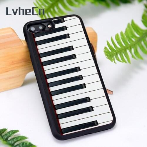 LvheCn Silicone Rubber Phone Case Cover for iPhone 6 6S 7 8 Plus X XS XR 11 12 Mini Pro Max Funny Creative Piano Mimic Keyboard