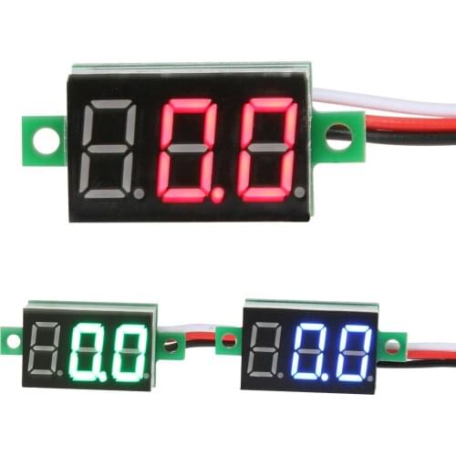 0.36 Inch DC 0-100V Mini Digital Voltmeter Blue/red/green LED Display Volt Gauge Panel voltage indicator 3 wires