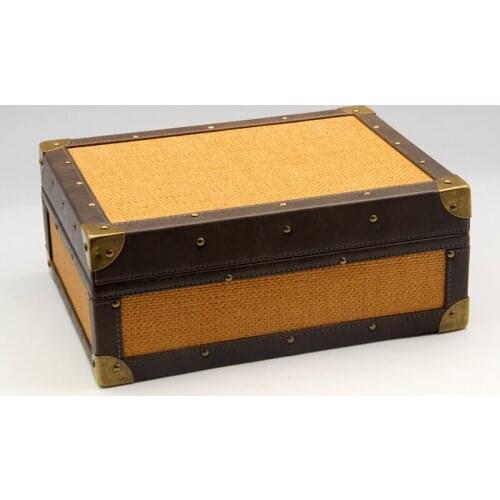 Cohiba High-end Hopsack Leather Cedar Wood Cigar Cigarette Cabinet Humidor W/Hygrometer Humidifier Smoking Tool Big Capacity