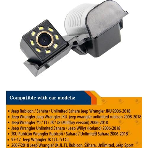 For Jeep JK 2007-2018, Jeep Wrangler Unlimited, Sport, JKU, Sahara, Rubicon,8 LED Car Rear View Camera Reverse Backup Camera