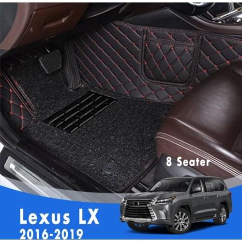 For Lexus LX 2019 2018 2017 2016 (8 Seats) Luxury Double Layer Wire Loop Car Floor Mats Carpet Rugs Auto Accessories Interior