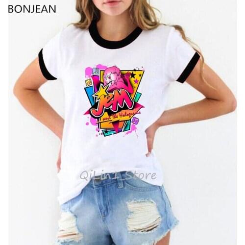 Jem And The Holograms T Shirt Summerwomens Short Sleeve O-neck T-shirt Casual female Hip Hop tshirt graphic Tees Tops t-shirts