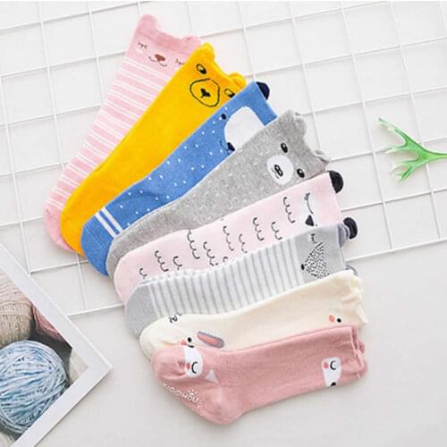Newborn Cotton Cartoon Socks Baby Animal Pattern Kids Girl Boy Anti-slip Knee High Sock Baby Socks Fox Cat Cute Infantry Toddler