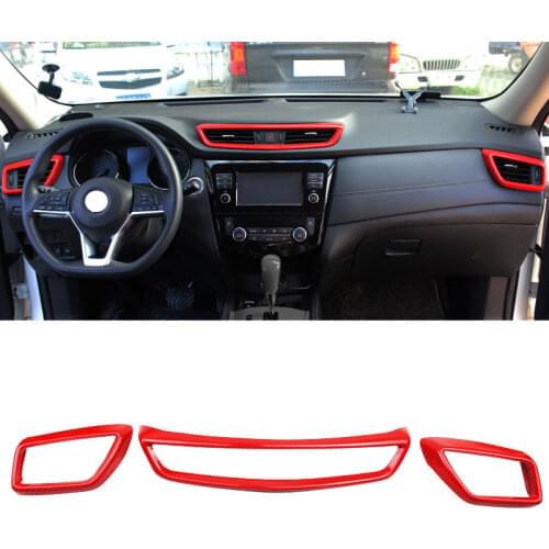 Carbon Fiber Red 1Set Dashboard Air Outlet Vent Trim Frame Fit For Nissan Rogue 2014 2015 2016 2017 2018 2019 2020