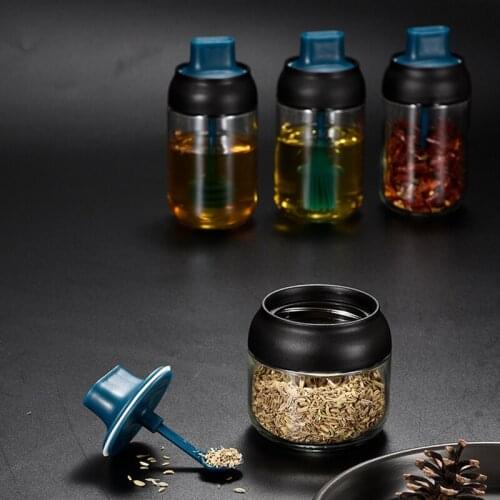 Kitchen Glass Spice Jars With Lid Salt And Pepper Shakers Set Seasoning Organizer Herbs Soy Sauce Oil Bottle With Label Paper