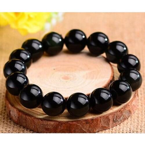 Hot-selling Natural Black Agate single-ring bracelet fashion boutique jewelry men and women to ward off evil and transfer Buddha
