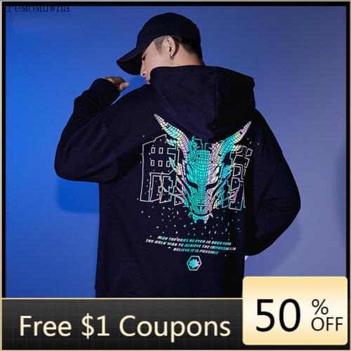 2020 Autumn and Winter New Style Chinese Style Couples Reflective Unicorn Autumn Jacket Casual Loose Man Hoodies sweatshirt