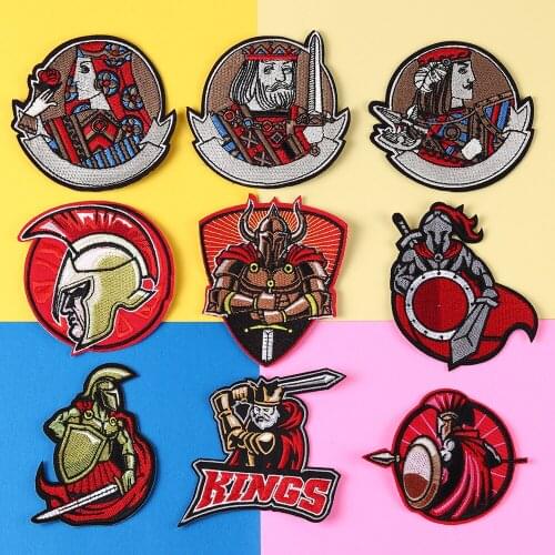 Ancient Roman generals patches clothes iron on clothing King of cards patches DIY striped applique ironing stickers