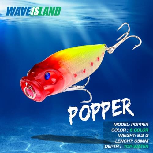 WAVEISLAND Fishing Lure Popper 6.5cm 9.2g Floating Isca Artificial Baits Accessories Pesca Saltwater Lures Peche Fish Tackle