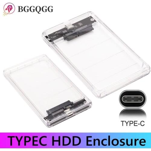 Transparent Type-C to SATA External Hard Drive Disk HDD Enclosure Case Shell Cover For 2.5inch SATA SDD HDD Support 2TB hot sale