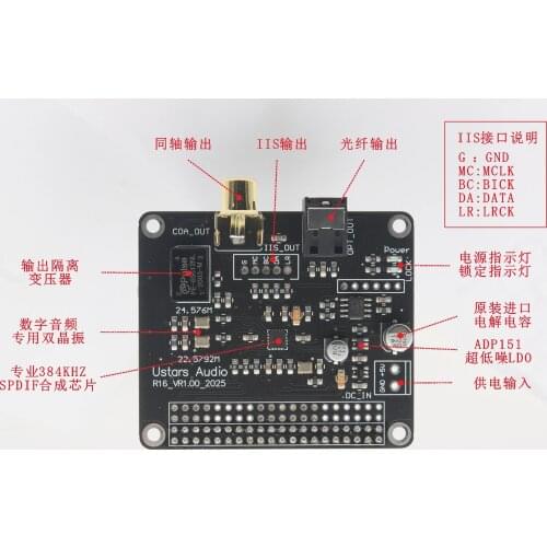 R16 Raspberry Pi Raspberry pi coaxial optical fiber I2S digital sound card HIFI digital broadcast webcast