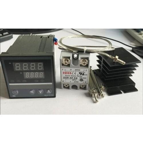 REX-C700 Dual Digital RKC display PID temperature controller REX-C700FK02-V*AN +2M thermocouple K +SSR40DA+Heat sink