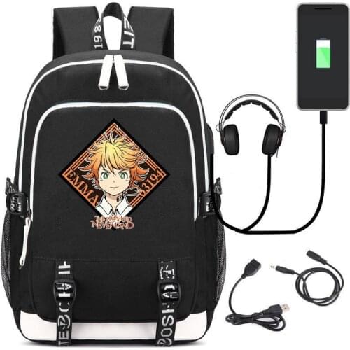 Anime The Promised Neverland Emma Norman Ray Backpack Students School Bags Bookbag Cosplay Unisex Laptop Travel Shoulder Bags