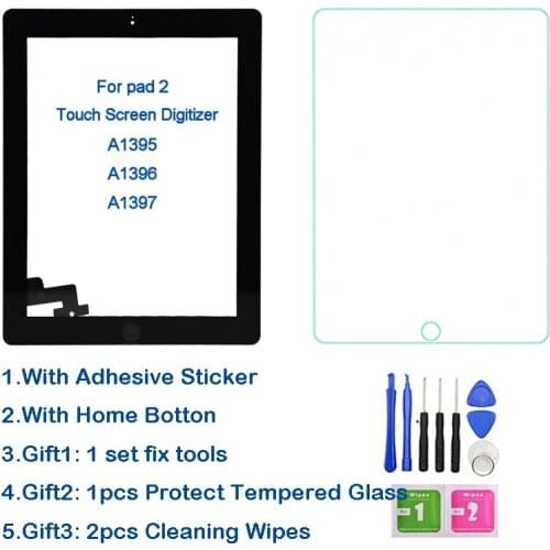 9.7" Touch Screen For iPad 2 A1395 A1396 A1397 Touch Panel LCD Outer Display Replacement Digitizer Sensor Glass for ipad2 Touch