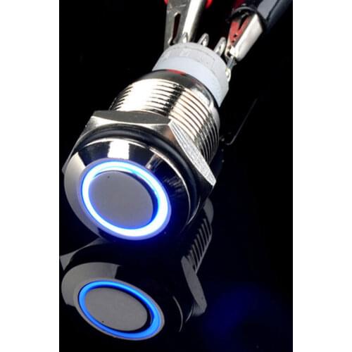 Blue/Green/Red/White 16mm 12V Angel Eye LED Latching on/off Metal Push Button Switch Car boat