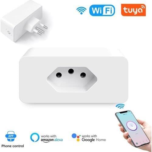 16A Smart Plug WiFi Brazil Smart Home Intelligent Outlet With Power Monitor Timing Voice Control Works With Google Home Alexa