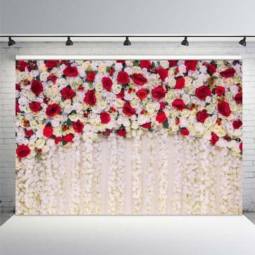 Wedding Backdrop Bridal Shower Large Background White Red Floral Rose Flower Wister Design Decoration Photography Booth Props