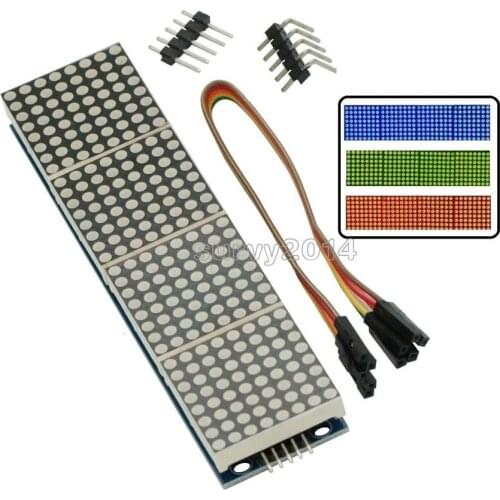 MAX7219 LED Microcontroller 4 In 1 Display with 5P Line Dot Matrix Module 5V Operating Voltage for Arduino 8x8 Dot Matrix Common