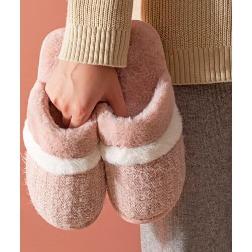 Slippers women warm indoor lovers winter anti slip plush cotton slippers men Warm slippers Cotton slippers