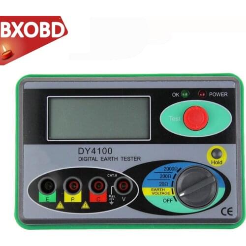 Resistance Tester DY4100 Digital Earth Tester Ground Resistance Instrument Megohmmeter 0-2000 Ohm Higher Accuracy Meter