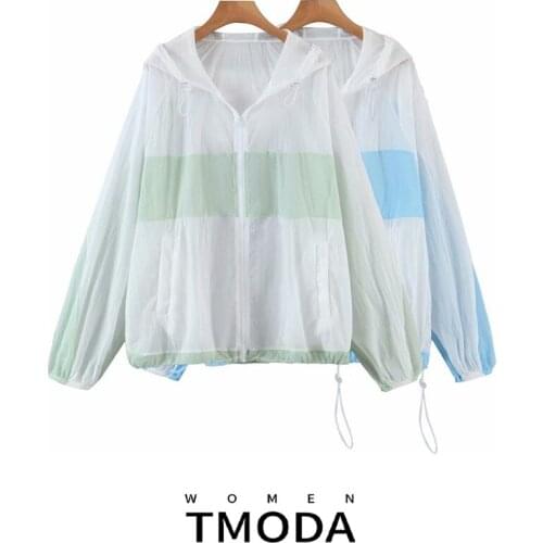 TMODA1210 Za 2021 Spring Summer Women Windbreaker Jacket Sun Protection Clothing Female Loose Fashion Casual Thin Coats Tops