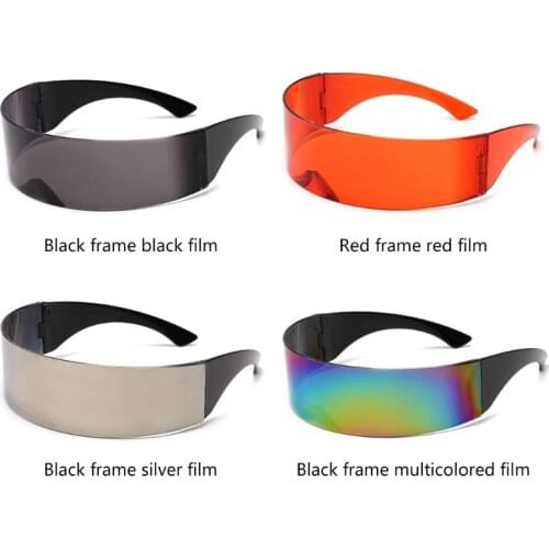 Party Glasses Visor Mirror Sunglasses Riding Windproof Glasses Fashion Glasses Multicolored Tablets in Black Frame