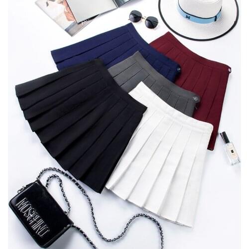 2020 high waist skirt black skirt korean skirt Women Summer high waist pleated plaid skirt Female Anime Short Skirts skirt