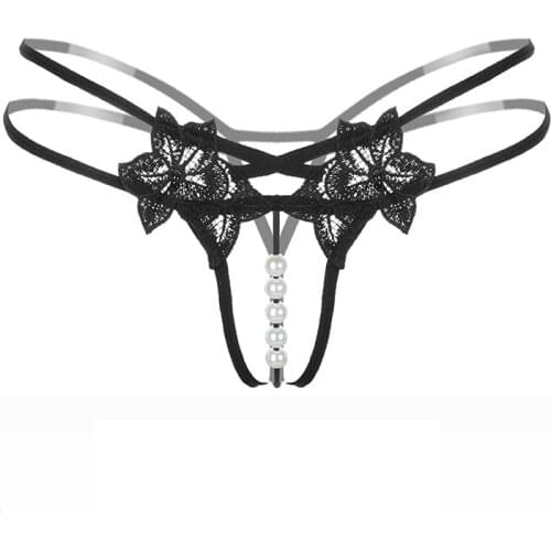 Women Sexy Lingerie Erotic Panties open crotch Porn transparent flirty underwear crotchless couple sex wear g-string with pearl