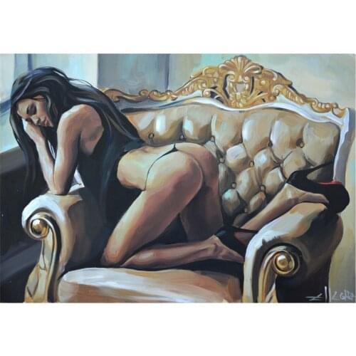 100%Handmade Oil Painting Hand NUDE EROTICs OIL ROSE LESBIAN INTEREST luck art shipping free