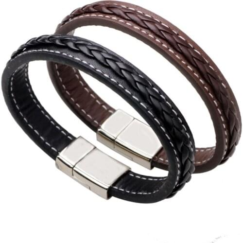 2019 Personality Leather Bracelet Black Brown Bangle For Female Unisex Accessories Jewelry For Birthday Gift Pulseira Masculina