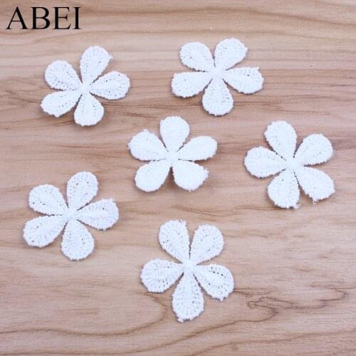 30pcs/lot White Flower Lace Applique Sew On Guipure Lace Fabric Mesh Trim For Garment Accessories Decoration DIY Patchwork Craft