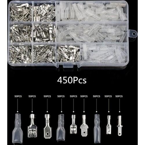 450pcs Female Male Spade Terminals 2.8/4.8/6.3mm Insulated Seal Electrical Wire Connectors Crimp Terminal Connector Set