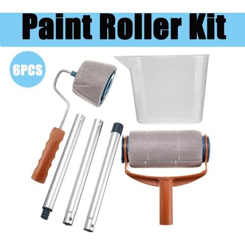 6Pcs Multifunctional Wall Decorative Paint Roller Corner Brush Handle Tool DIY Household Easy to Operate Painting Brushes Kit