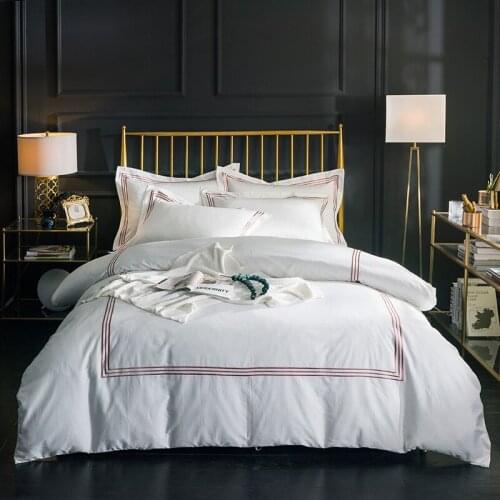 80S Egyptian cotton Soft Bed sheet set Queen King Luxury White Hotel Bedding sets Duvet Cover Set Pillowcases Bed cover set