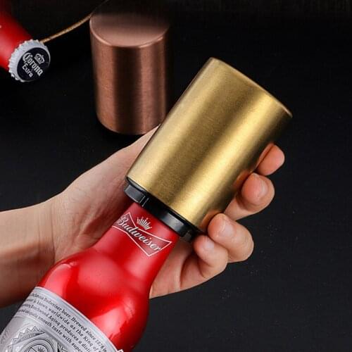 Automatic Beer Bottle Opener,Magnet Beer Opener,Stainless Steel Push Down Opener,Wine Beer Soda Cap Opener Kitchen Accessories