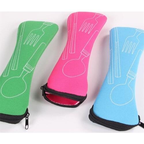 Tableware Box Portable Flip Cover Type Cutlery Case Kitchen Students Household Utensils Dinnerware Bag Dinner Pouch with Zipper